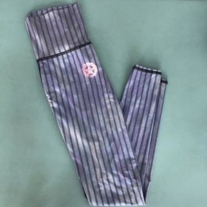 teeki striped purple leggings + stars SIZE:SMALL